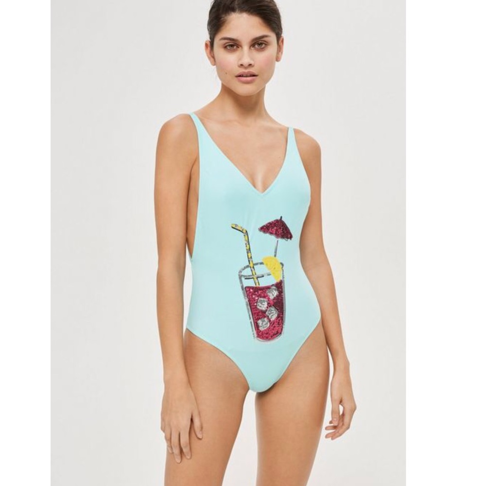 Topshop Sequin Cocktail Swimsuit mint